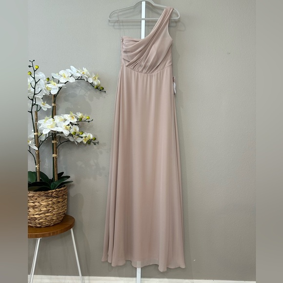 Birdy Grey Kira Chiffon Dress Taupe Formal Gown Bridesmaid Prom Dress - Picture 5 of 12